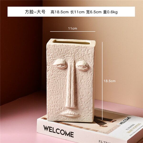 Ceramic human face The vase creative home decoration Europe round square flowerpot dried flower vase decor Ornament accessories