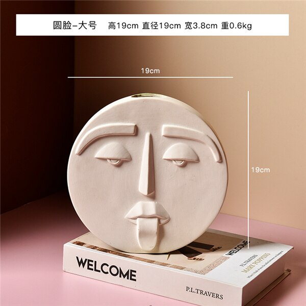 Ceramic human face The vase creative home decoration Europe round square flowerpot dried flower vase decor Ornament accessories