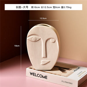 Ceramic human face The vase creative home decoration Europe round square flowerpot dried flower vase decor Ornament accessories