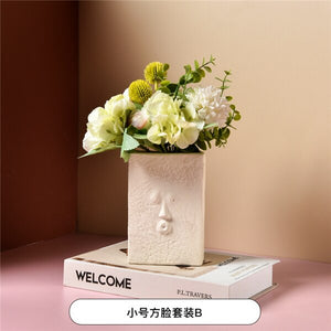 Ceramic human face The vase creative home decoration Europe round square flowerpot dried flower vase decor Ornament accessories