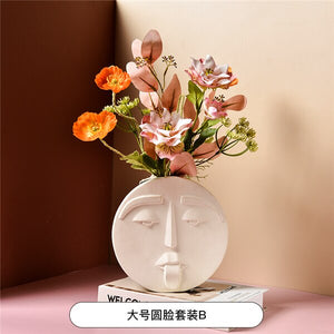 Ceramic human face The vase creative home decoration Europe round square flowerpot dried flower vase decor Ornament accessories