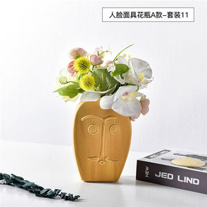 Ceramic human face The vase creative home decoration Europe round square flowerpot dried flower vase decor Ornament accessories