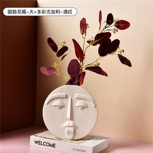 Ceramic human face The vase creative home decoration Europe round square flowerpot dried flower vase decor Ornament accessories