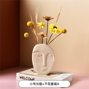 Ceramic human face The vase creative home decoration Europe round square flowerpot dried flower vase decor Ornament accessories