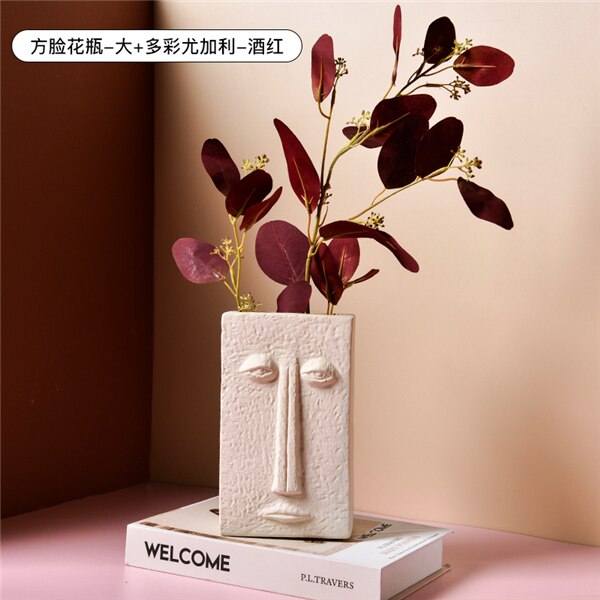 Ceramic human face The vase creative home decoration Europe round square flowerpot dried flower vase decor Ornament accessories