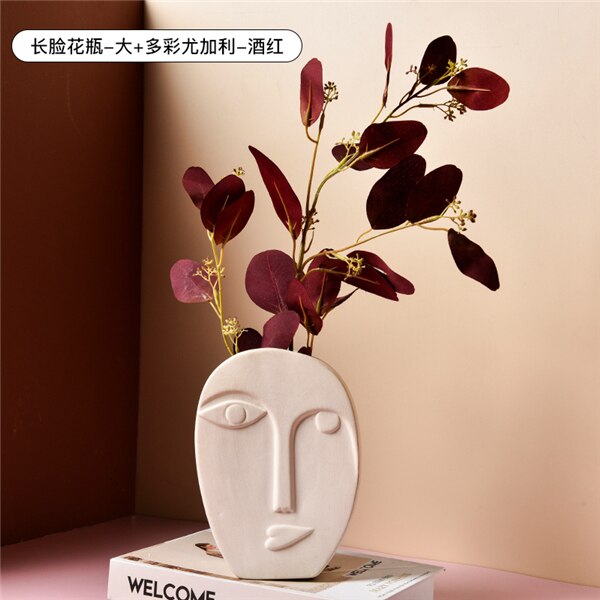 Ceramic human face The vase creative home decoration Europe round square flowerpot dried flower vase decor Ornament accessories