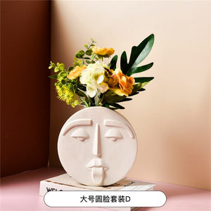 Ceramic human face The vase creative home decoration Europe round square flowerpot dried flower vase decor Ornament accessories