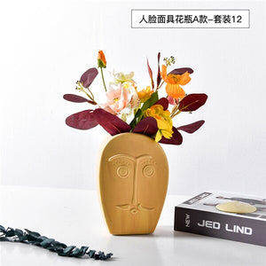 Ceramic human face The vase creative home decoration Europe round square flowerpot dried flower vase decor Ornament accessories