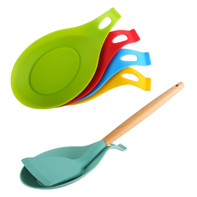 Kitchen Accessories Cooking Utensil Food Grade Silicone Spoon Mat Heat Resistant Spatula Shovel Pad Pot Holder Kitchen Tools Set