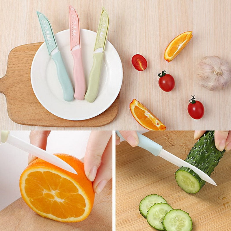 New 1pc Mini Ceramic Bread Knife Handle Ceramic Paring Household Fruit Paring Knife Kitchen Knives Accessories Colorful 3 Inch