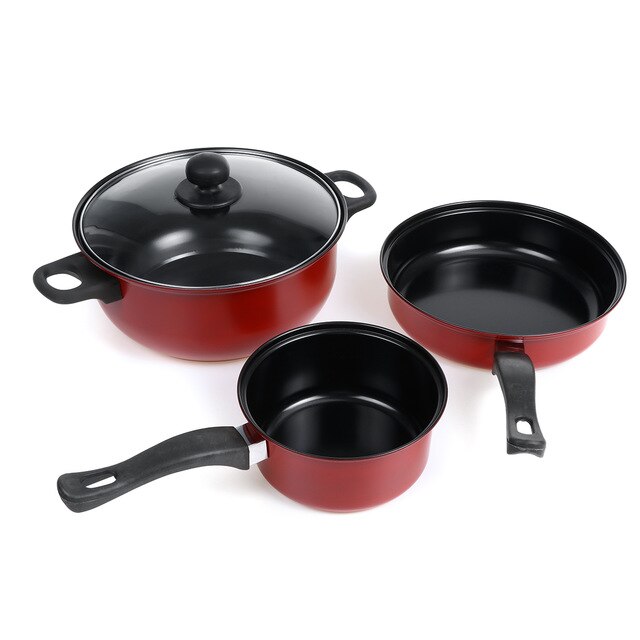 3 Pcs/Set Non-stick Frying Pan Casserole Medical Stone Coating Chef's Pans With Heat Resistant Handle For Gas & Incuction Coer