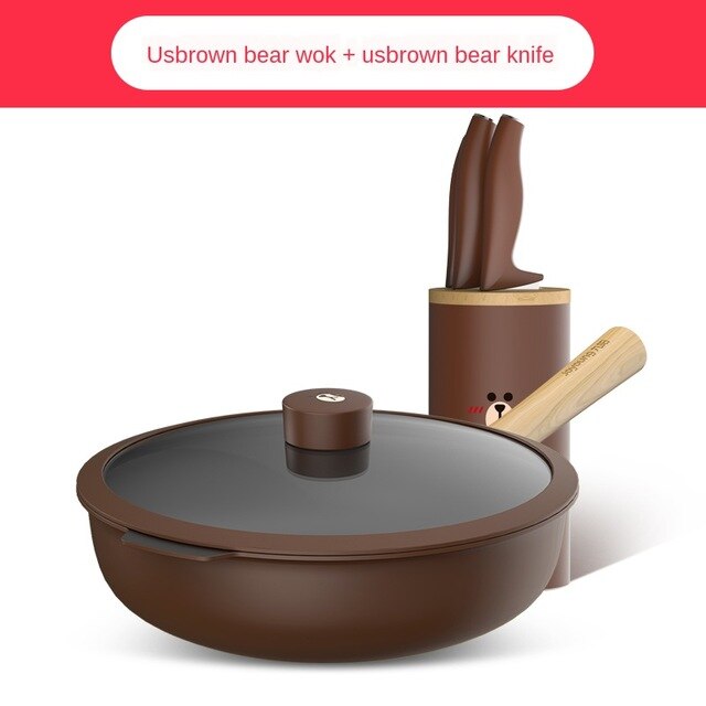 Kitchenware suit kitchen doesn't stick to the pot full set household milk pan frying pan knife cookware pots and pan set