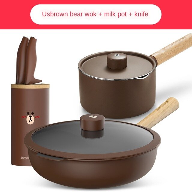 Kitchenware suit kitchen doesn't stick to the pot full set household milk pan frying pan knife cookware pots and pan set