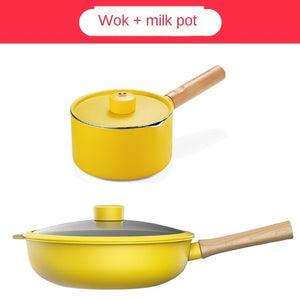 Kitchenware suit kitchen doesn't stick to the pot full set household milk pan frying pan knife cookware pots and pan set