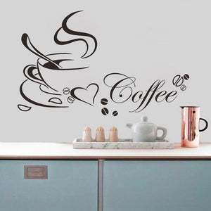 2019 New High Quality Kitchen Decor Letter Coffee Cup Home Decals Art Wall Sticker Home Decoration Accessories 65*40cm