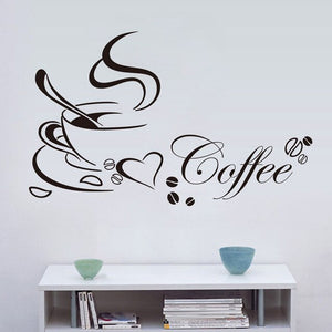 2019 New High Quality Kitchen Decor Letter Coffee Cup Home Decals Art Wall Sticker Home Decoration Accessories 65*40cm